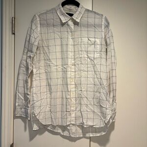 Gap black and white windowpane checkered blouse